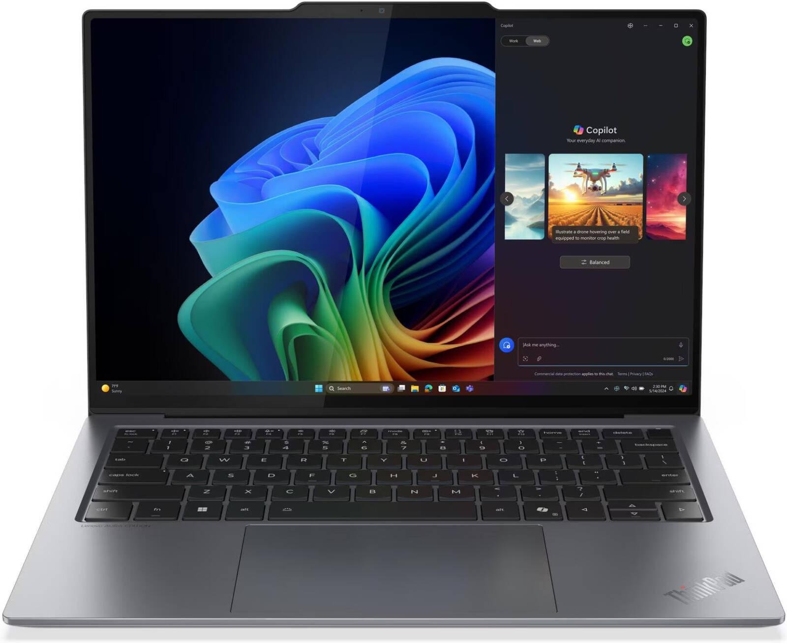 Lenovo ThinkPad X9-14 Gen 1 Aura Edition Laptop, 14" 2.8K OLED Touch Display, Intel Core Ultra 7, 32GB RAM, 512GB SSD, Intel Arc Graphics, English Backlit Keyboard, Windows 11 Pro, Gray | 21QA008NUS