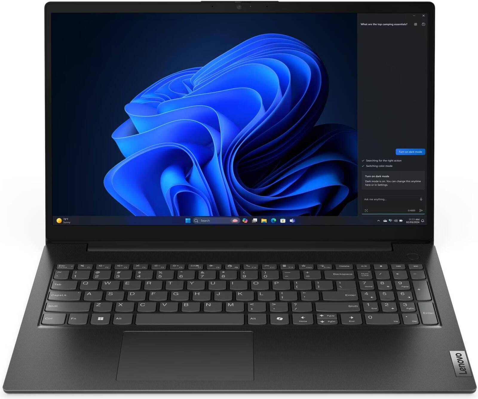Lenovo V15 G5 IRL Laptop, 15.6" FHD TN Display, Intel Core i3-1315U Processor, 8GB RAM, 512GB SSD, Intel UHD Graphics, Non-backlit, English EU, No OS, Business Black | 83GW007WRI