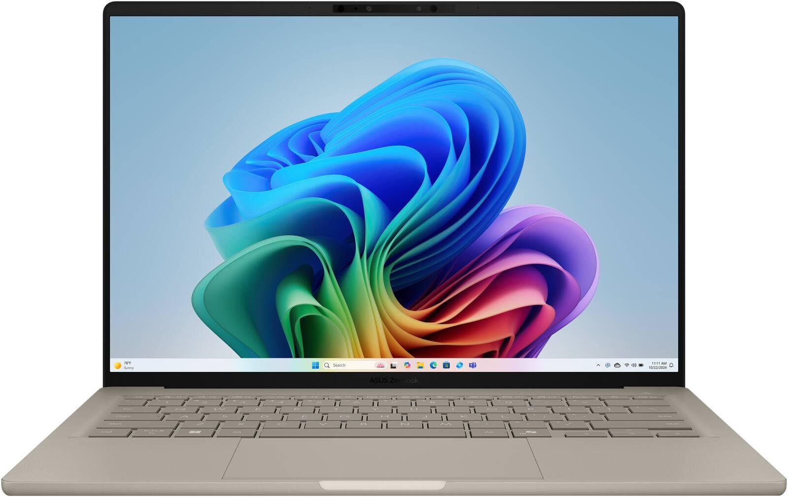 ASUS Zenbook A14 UX3407QA Laptop, 14" WUXGA OLED 60Hz Display, Snapdragon X X1 26 100, 16GB RAM, 1TB SSD, Qualcomm Adreno GPU, English-Arabic KB, Win11, Zabriskie Beige | 90NB1501-M00NF0