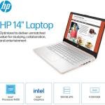 HP 14-dq6015dx Laptop, 14" diagonal HD display, Intel Processor N150, 4GB DDR4, 128GB UFS, Intel UHD Graphics, Windows 11 Home, English Keyboard, Pale Rose Gold | B7FS4UA