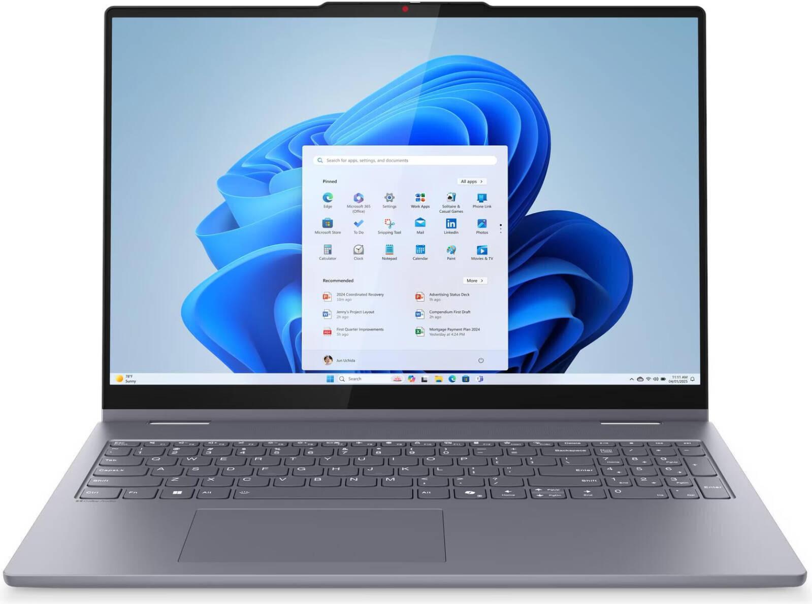 Lenovo IdeaPad 5 2 in 1 16IAL10 Laptop, 16" WUXGA IPS Touch Display, Intel Core Ultra 5 225U, 16GB RAM, 1TB SSD, Intel Graphics, Backlit English(UK) Keyboard, Windows 11, Luna Grey | 83KS002PPS