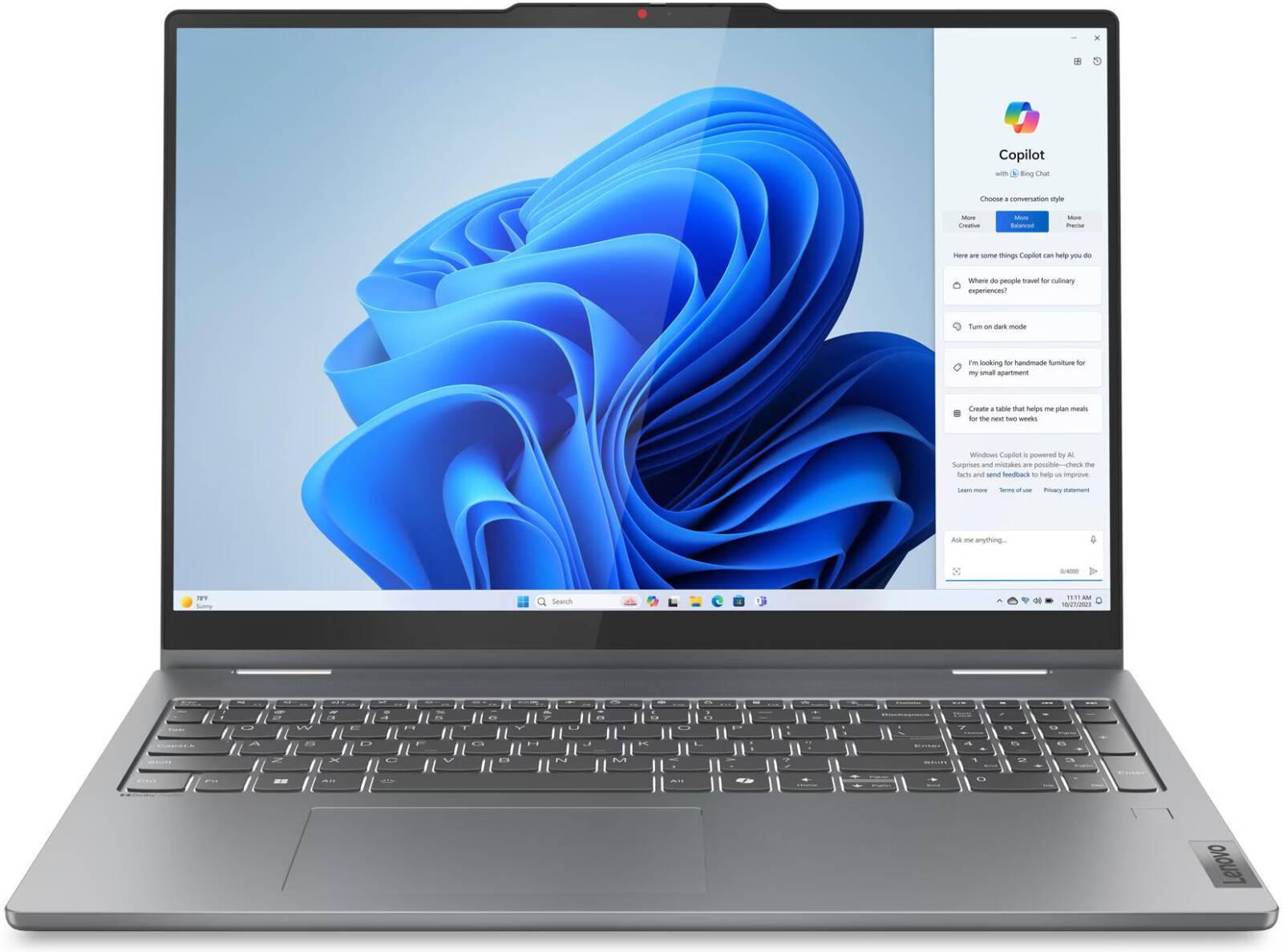 Lenovo IdeaPad 5i 2 in 1 Laptop, 16" WUXGA IPS 60Hz Touch Display, Intel Core 5 120U, 16GB RAM, 512GB SSD, Intel Graphics, English Keyboard, Windows 11, Luna Grey | 83DU004VUS