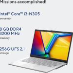 ASUS Vivobook Go 14 Laptop, 14.0" FHD Nano Edge Display, Intel Core i3-N305, 8GB DDR4 RAM, 256 GB SSD, Intel Iris Xe Graphics, ENG-ARB Keyboard, Windows 11 | E1404GA-NK039W