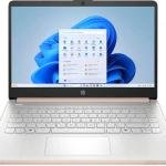 HP 14-dq6015dx Laptop, 14" diagonal HD display, Intel Processor N150, 4GB DDR4, 128GB UFS, Intel UHD Graphics, Windows 11 Home, English Keyboard, Pale Rose Gold | B7FS4UA