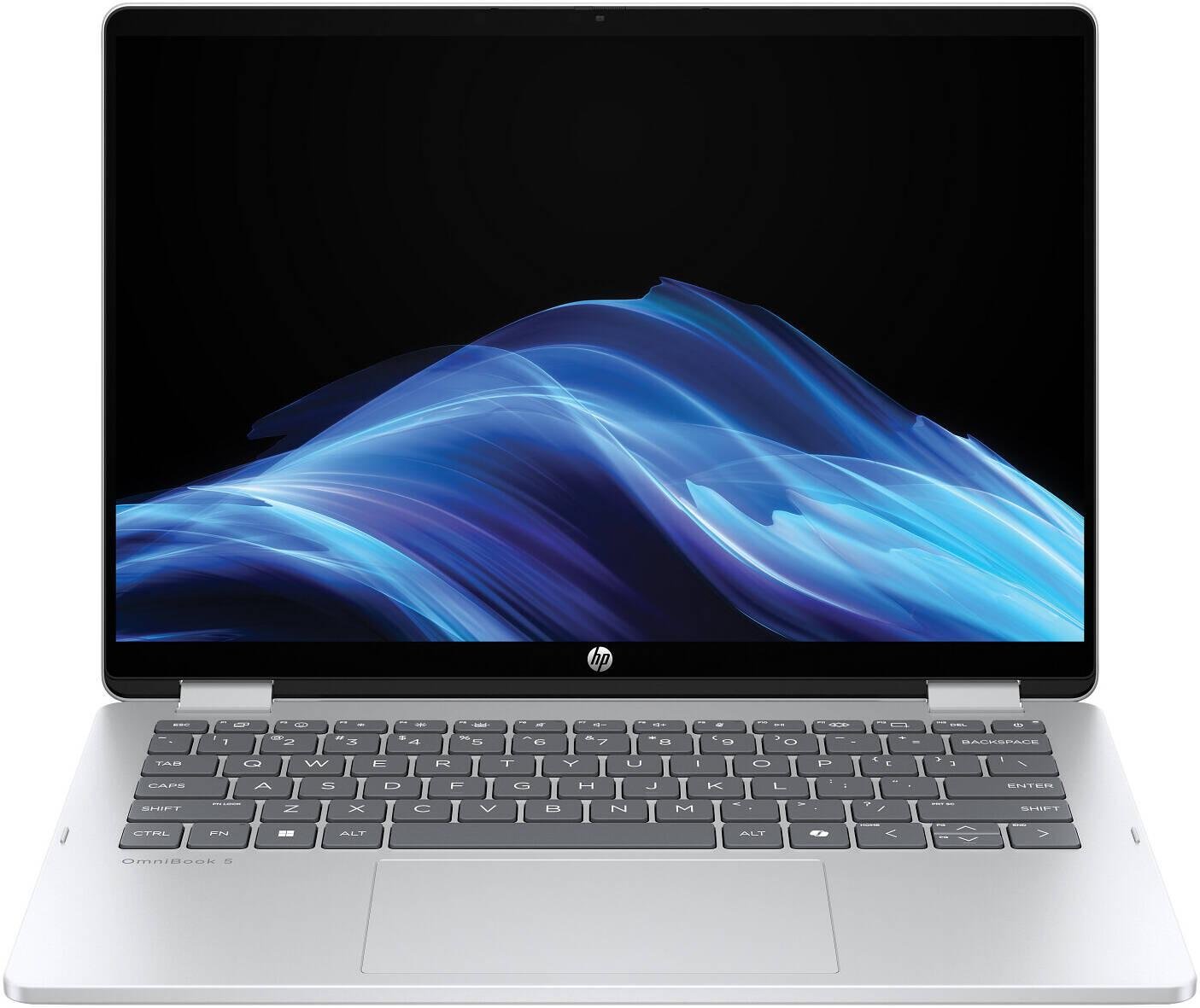 HP OmniBook 5 Flip 14-fp0013dx Laptop, 14" 2K IPS Touch Display, Intel Core 5 120U Processor, 8GB RAM, 512GB SSD, Intel Graphics, English keyboard, Windows 11 Home, Glacier Silver | B5UJ3UA