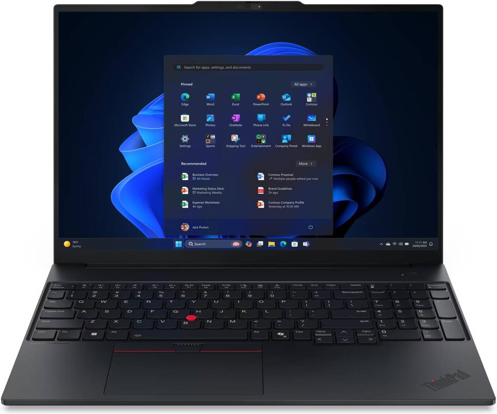 Lenovo ThinkPad E16 Gen 3 Laptop, 16" WUXGA IPS 60Hz Display, Intel Core Ultra 7 256V, 16GB RAM, 512GB SSD, Intel Arc 140V Graphics, English-Arabic Keyboard, No OS, Black | 22AY0016GR
