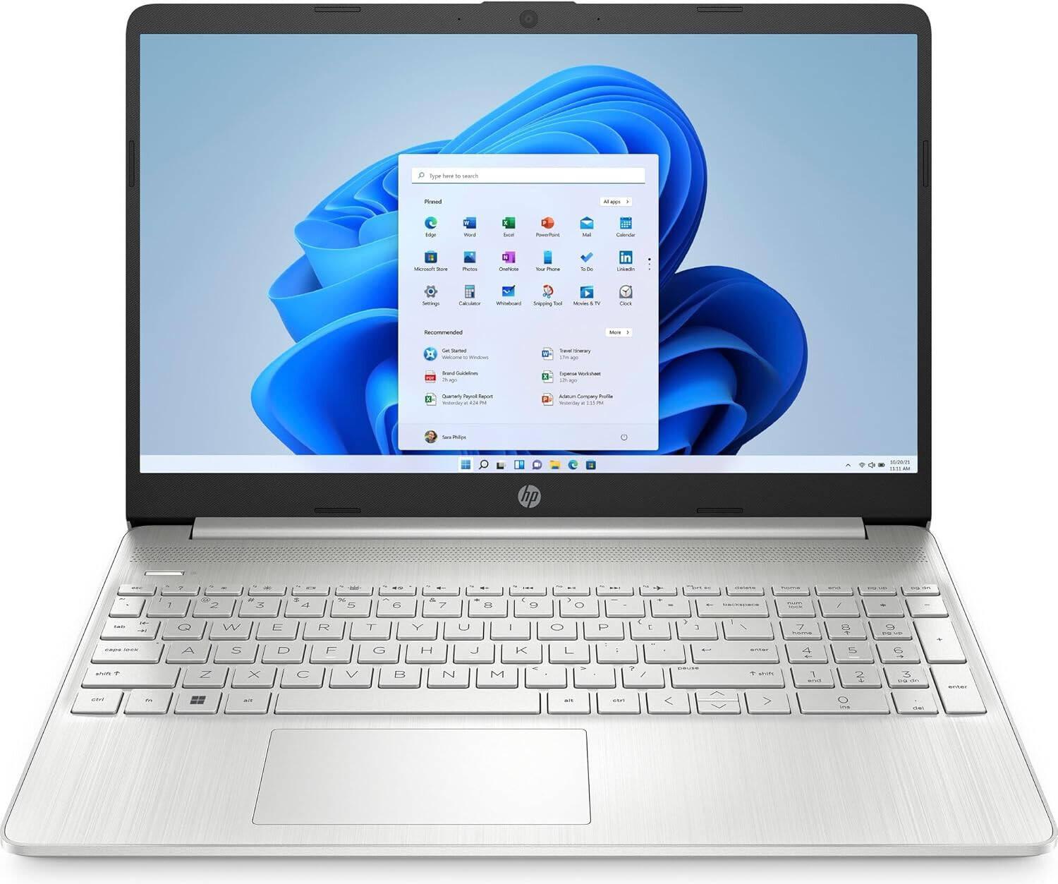HP 15S-FQ2571SA Laptop, 15.6" Full HD Display, Intel Core i3-1115G4 Processor, 4GB RAM, 128GB SSD, Integrated Graphics, Windows 11 Home, Silver | 15S-FQ2571SA